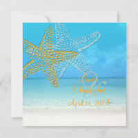 PixDezines Starfish+Beach bruiloft uitnodigingen
