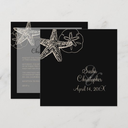 PixDezines Starfish/Beach Wedding Invitations Kaart (Voorkant / Achterkant)