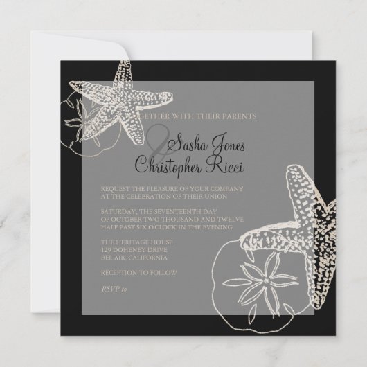 PixDezines Starfish/Beach Wedding Invitations Kaart (Achterkant)