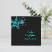 PixDezines Starfish/Beach Wedding Invitations Kaart (Staand voorkant)
