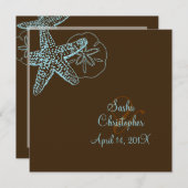 PixDezines Starfish/Beach Wedding Invitations** Kaart (Voorkant / Achterkant)