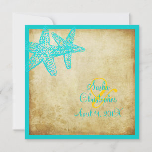 PixDezines  Starfish/Beach Wedding Kaart
