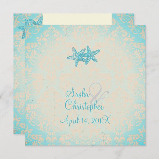 PixDezines Starfish + demask invitations Kaart (Voorkant / Achterkant)