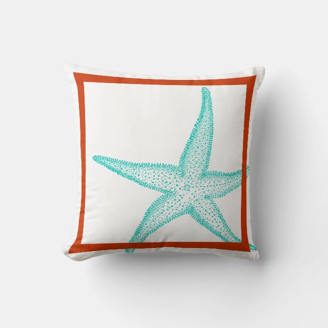 PixDezines starfish/DIY trim+achtergrondkleur Kussen (Voorkant)
