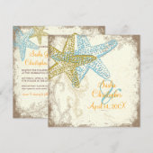 PixDezines  Starfish+floral strand bruiloft Kaart (Voorkant / Achterkant)