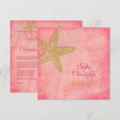 PixDezines STARFISH/PINK SAND/INVITATIES Kaart (Voorkant / Achterkant)