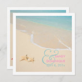 PixDezines Starfish + strand/tropische bruiloft Kaart (Voorkant / Achterkant)