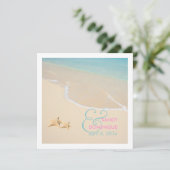 PixDezines Starfish + strand/tropische bruiloft Kaart (Staand voorkant)