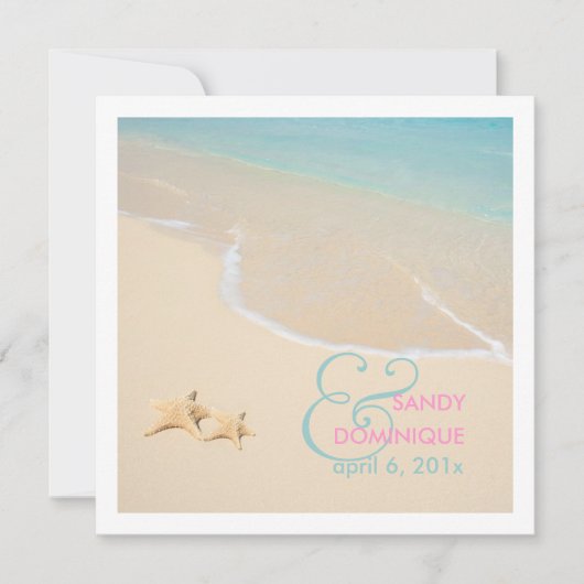 PixDezines Starfish + strand/tropische bruiloft Kaart (Voorkant)