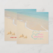 PixDezines Starfish + strand/tropische bruiloft Kaart (Voorkant / Achterkant)