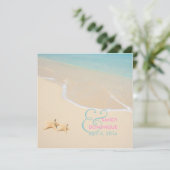 PixDezines Starfish + strand/tropische bruiloft Kaart (Staand voorkant)