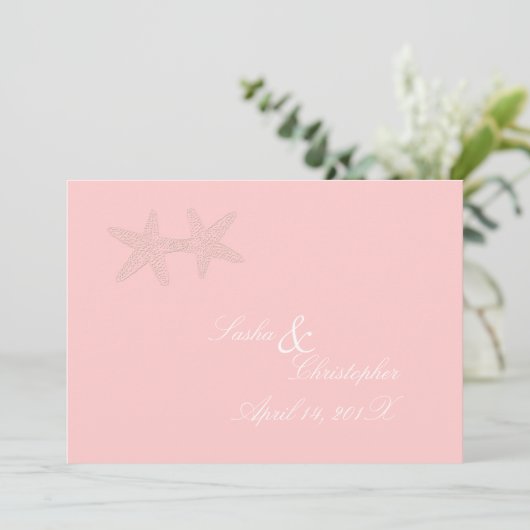 PixDezines Starfish Wedding Invitations Kaart (Staand voorkant)