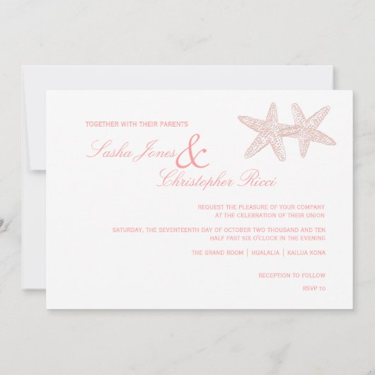 PixDezines Starfish Wedding Invitations Kaart (Achterkant)