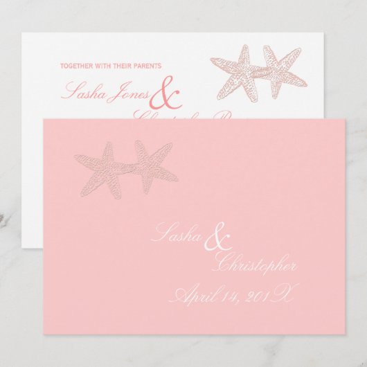 PixDezines Starfish Wedding Invitations Kaart (Voorkant / Achterkant)