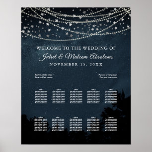 PixDezines Stars+Light Strings Seating Chart Poster