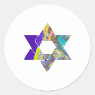 PixDezines ster van david/grunge/DIY achtergrond Ronde Sticker