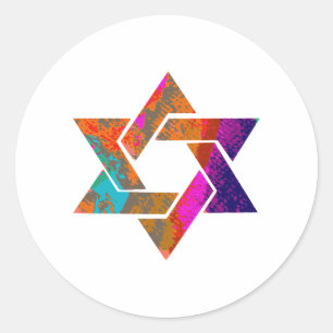 PixDezines ster van david/grunge/DIY achtergrond Ronde Sticker