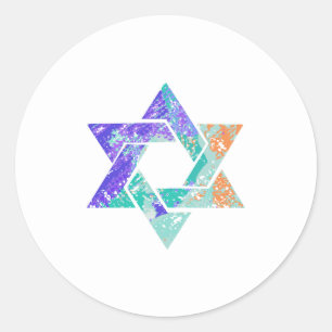 PixDezines ster van david/grunge/DIY achtergrond Ronde Sticker
