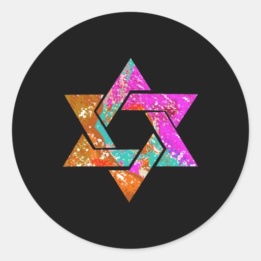 PixDezines ster van david/grunge/DIY achtergrond Ronde Sticker (Voorkant)