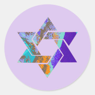PixDezines ster van david/grunge/DIY achtergrond Ronde Sticker