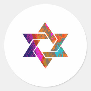 PixDezines ster van david/grunge/DIY achtergrond Ronde Sticker
