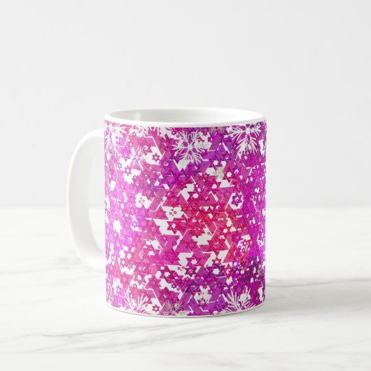PixDezines Ster van David Pattern, Fuschia Koffiemok (Voorkant links)