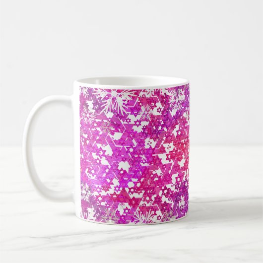 PixDezines Ster van David Pattern, Fuschia Koffiemok (Links)