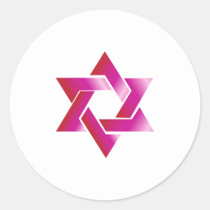 PixDezines ster van david/roze/DIY achtergrond Ronde Sticker