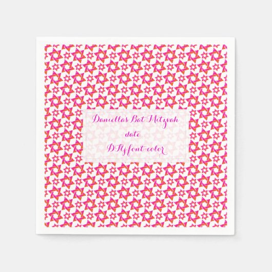 PixDezines ster van David/roze/oj/mitswa Servet (Voorkant)