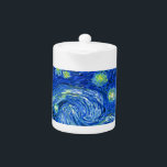 PixDezines sterrennacht / St. Remy Theepot<br><div class="desc">Van Gogh's beroemde schilderij,  "De Sterrennacht". Van Gogh schilderde tijdens zijn verblijf in het asiel van Saint Remy in de jaren tachtig de rolheuvels en de cyperbomen die hij uit zijn raam zag. Digitaal verbeterd door PixDezines. Copyright © 2008-2016 PixDezines.com™ en PixDezines™ op zazzle.com. Alle rechten voorbehouden.</div>