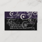 PixDezines Stijlvolle Pearl Swirls+paarse edelstee Visitekaartje (Achterkant)
