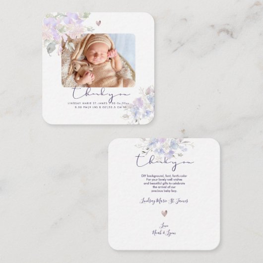 PixDezines Stof Lilac Bedankkaart Notitiekaartje (Voorkant / Achterkant)