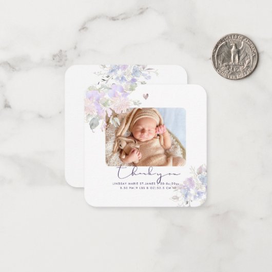 PixDezines Stof Lilac Bedankkaart Notitiekaartje (Voorkant / Achterkant in situ)