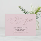 PixDezines Stof Roze Moderne Script Bewaar de Datu Kaart (Staand voorkant)