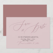 PixDezines Stof Roze Moderne Script Bewaar de Datu Kaart (Voorkant / Achterkant)