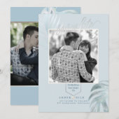 PixDezines Stofblauw Bewaar Datum/Zilverpalmen Save The Date (Voorkant / Achterkant)