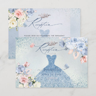 PixDezines Stofblauwe Rozen Quinceanera Ontvangst Kaart