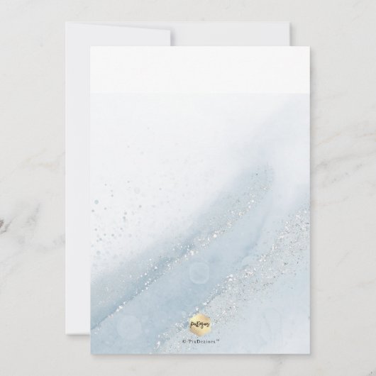 PixDezines Stoffig Blauw Zilver Doopsel 1e BD Kaart (Achterkant)