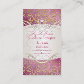 PixDezines stoffig roos flora damast/faux perkamen Visitekaartje (Achterkant)