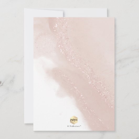 PixDezines Stoffig Roze Rose Goud Doopsel Kaart (Achterkant)