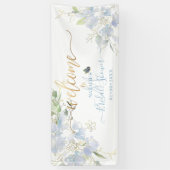 PixDezines Stoffige Blauwe Waterverf Zoete Erwtenb Spandoek (Verticaal)