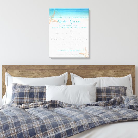 PixDezines strand bruiloft programma Canvas Afdruk (Insitu (Slaapkamer))