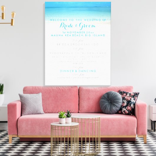 PixDezines strand bruiloft programma Canvas Afdruk (Insitu (Woonkamer))