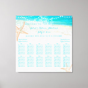 PixDezines strand/bruiloft zitkaart Canvas Afdruk