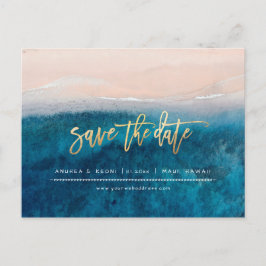 PixDezines Strand Faux Goud Modern Borstel Script Aankondigingskaart