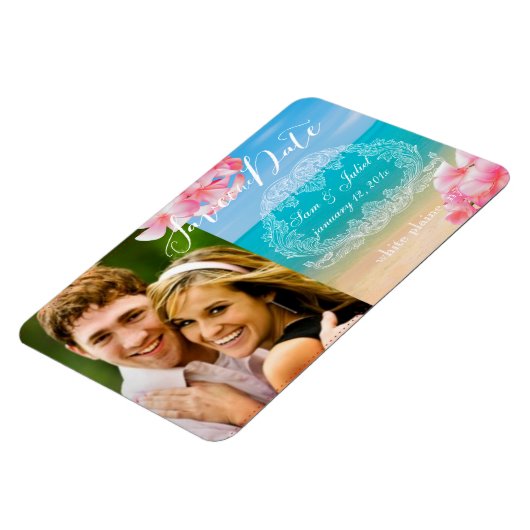 PixDezines strand foto opslaan datum/DIY lettertyp Magneet (Linkerzijde)