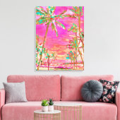 PixDezines Strand/Hawaii/Baai/Roze/Turquoise Canvas Afdruk (Insitu (Woonkamer))