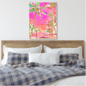 PixDezines Strand/Hawaii/Baai/Roze/Turquoise Canvas Afdruk (Insitu (Slaapkamer))