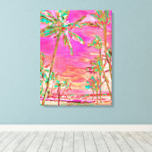 PixDezines Strand/Hawaii/Baai/Roze/Turquoise Canvas Afdruk (Insitu (Houten vloer))