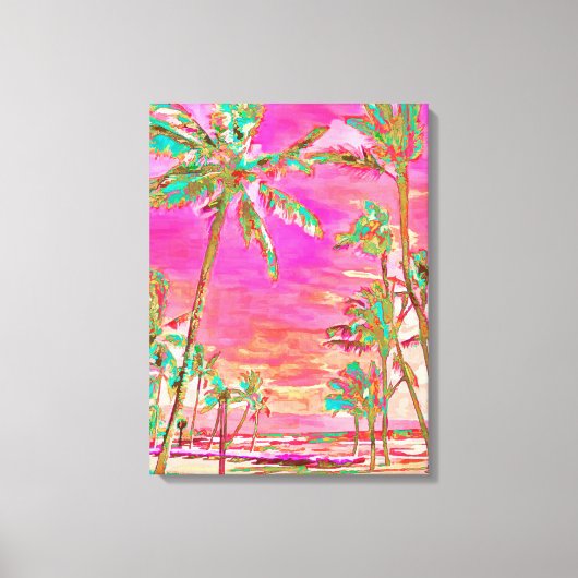 PixDezines Strand/Hawaii/Baai/Roze/Turquoise Canvas Afdruk (Voorkant)